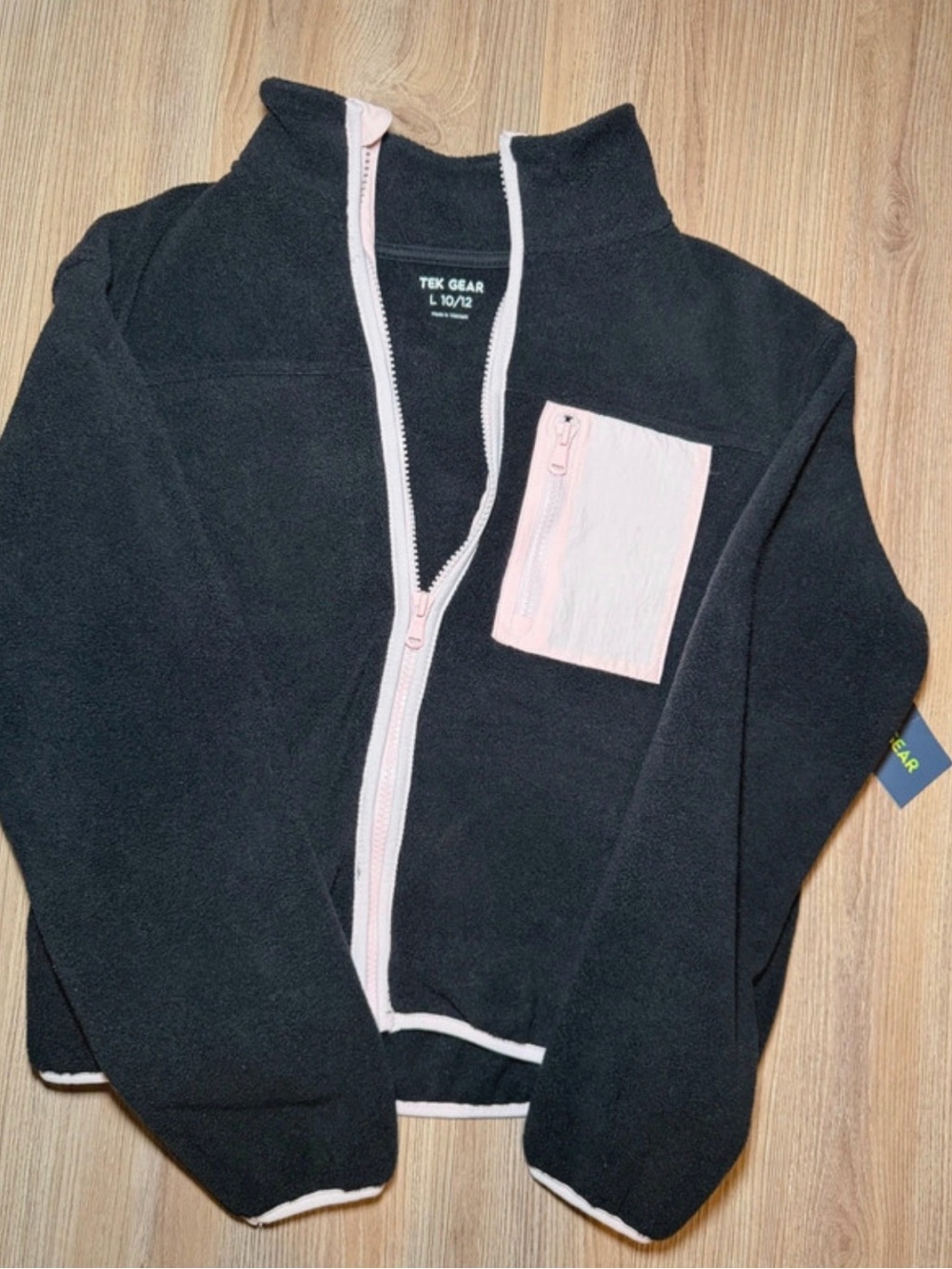 tek gear Black Fleece Jacket with Light Pink Trim